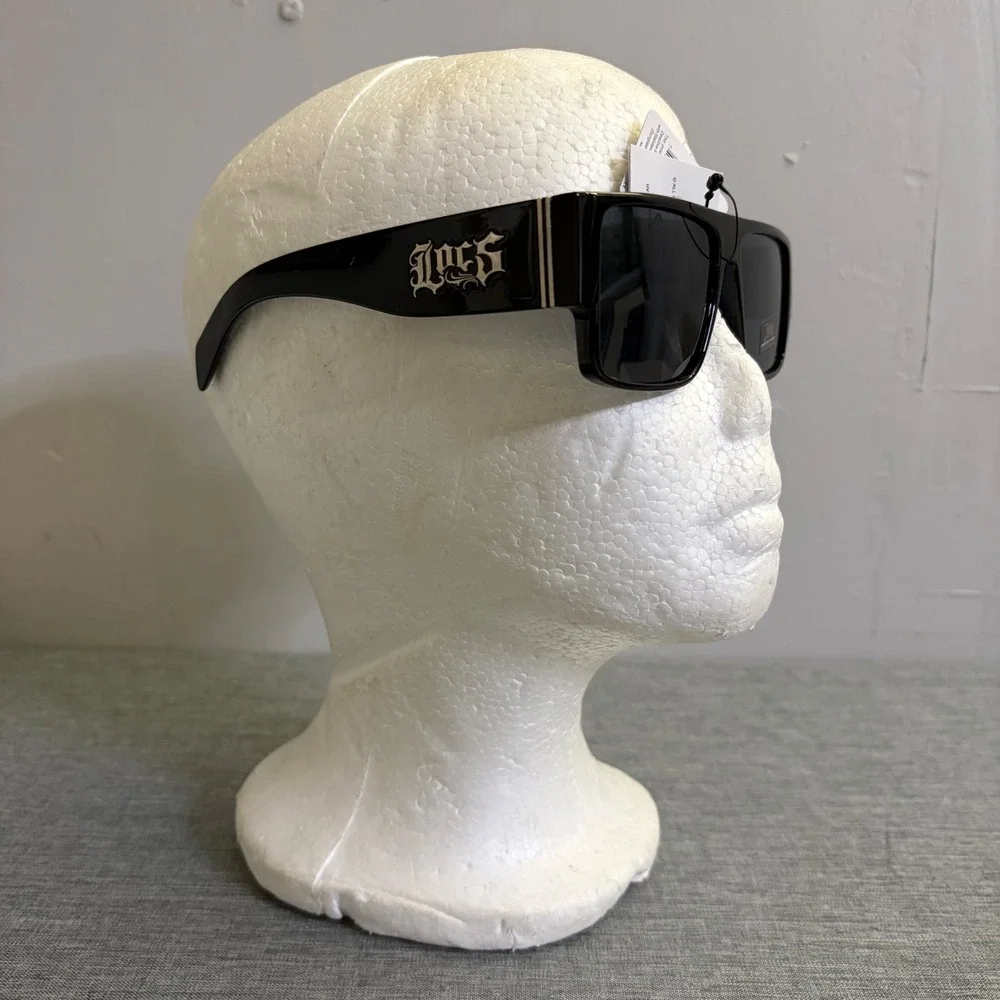 Locs Sunglasses Men OS Gloss Black Hardcore Shades Rectangular UV Protection